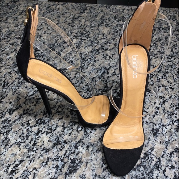 Boohoo Shoes - Triple strap clear zip heel